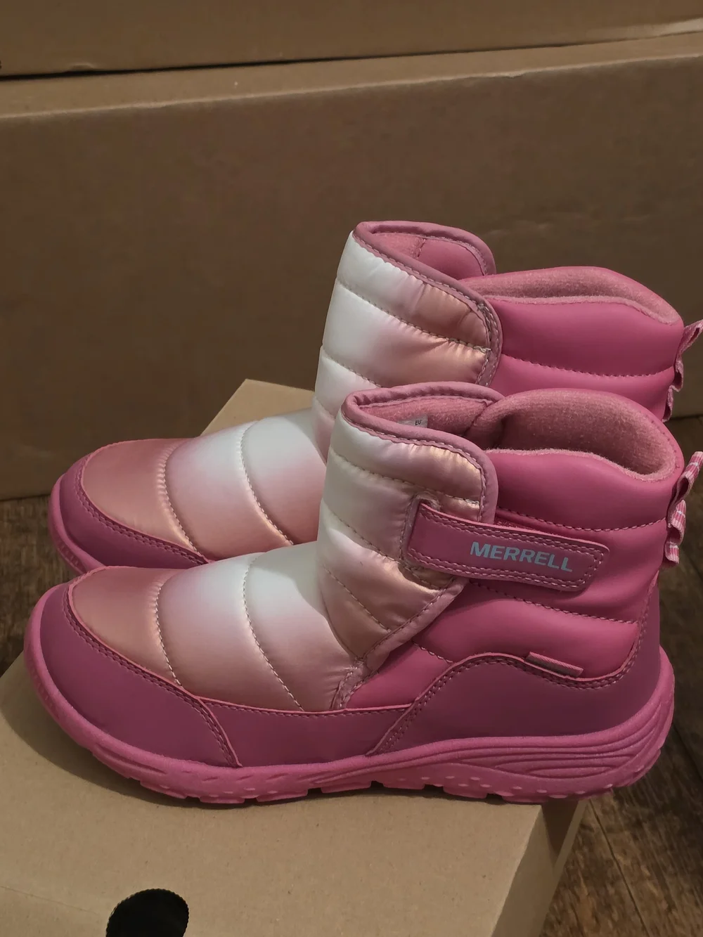 Merrell Kids Pink Ombre Puffer Snow Boots